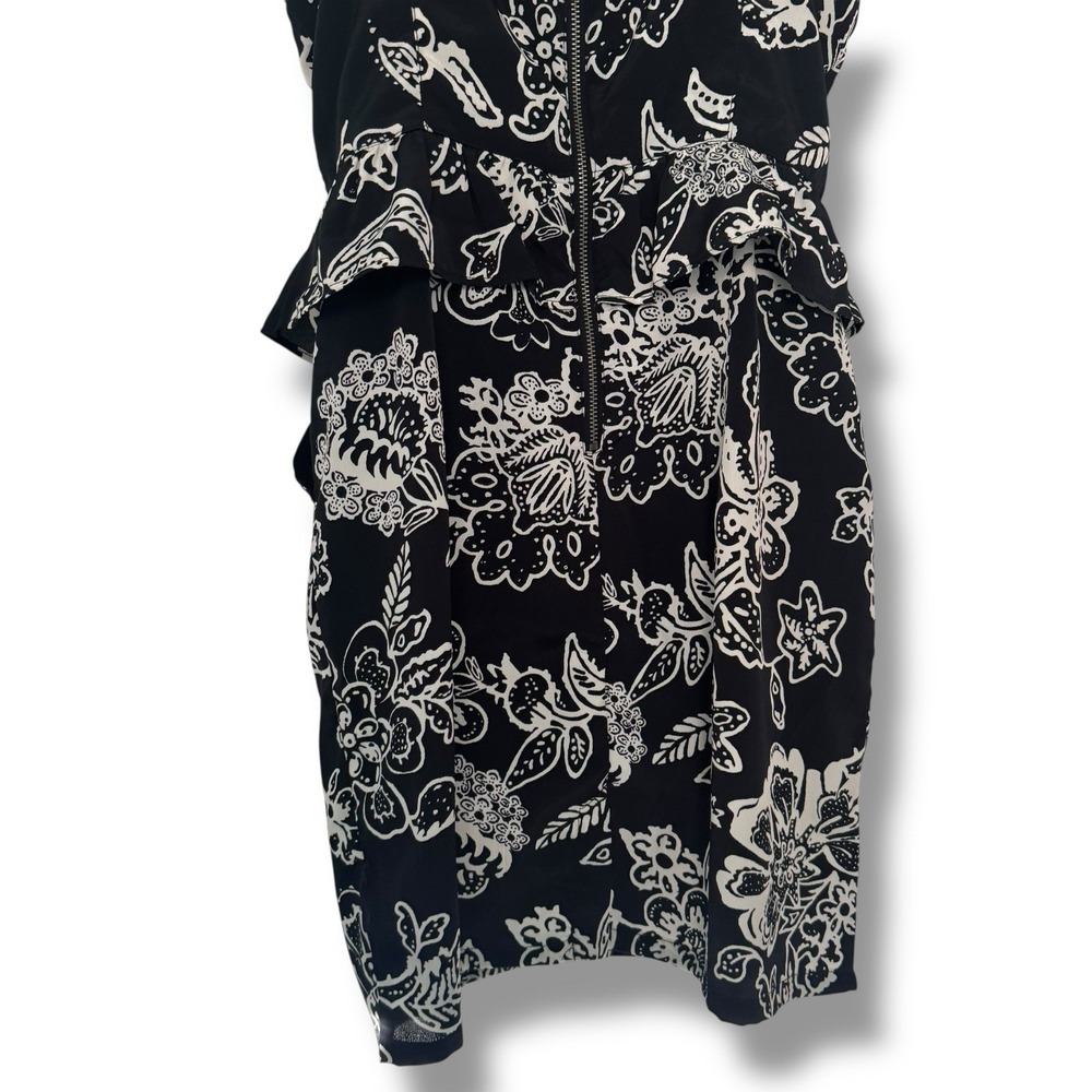 Y2K American Eagle Outfitters Sleeveless Dress Size 10 Black White Floral Ruffle - Picture 9 of 10